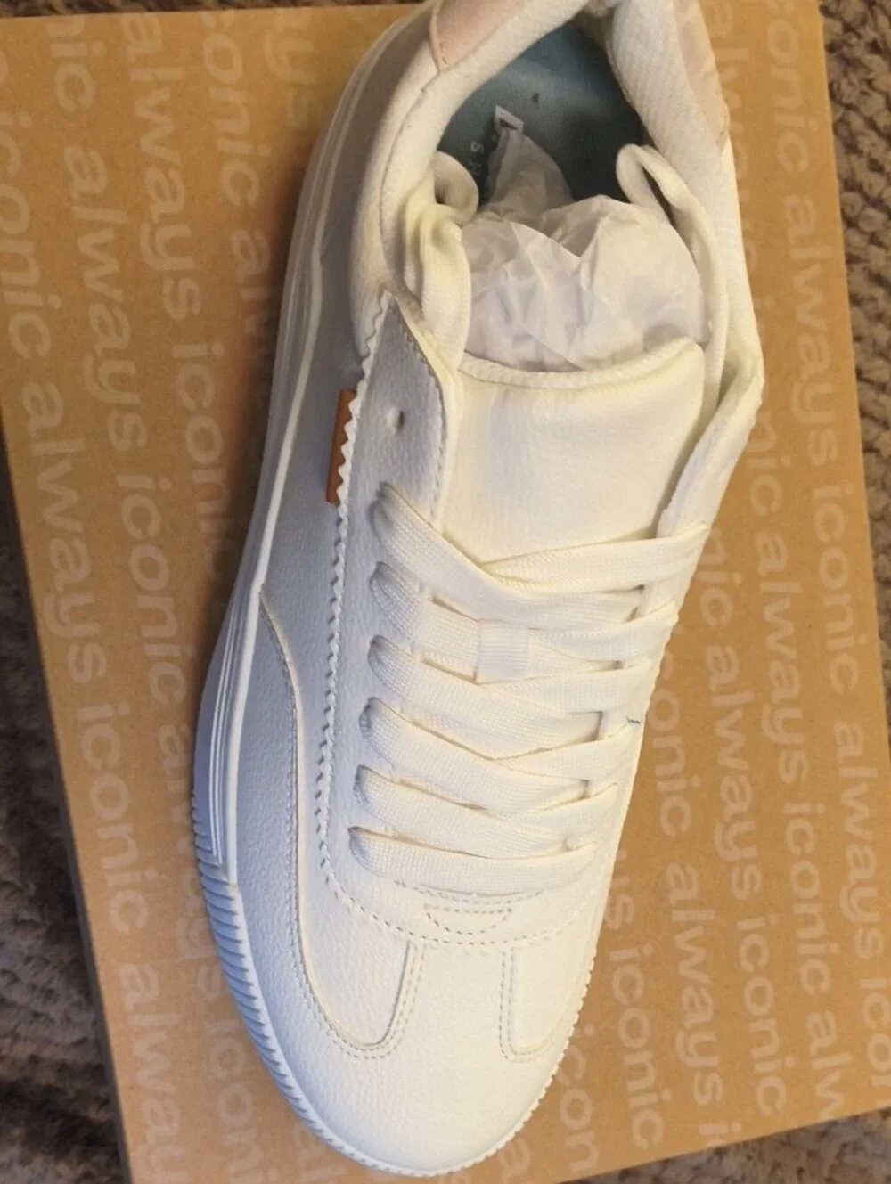 Dr. Scholl's White Platform Leather-Look Sneaker with Gold Accent